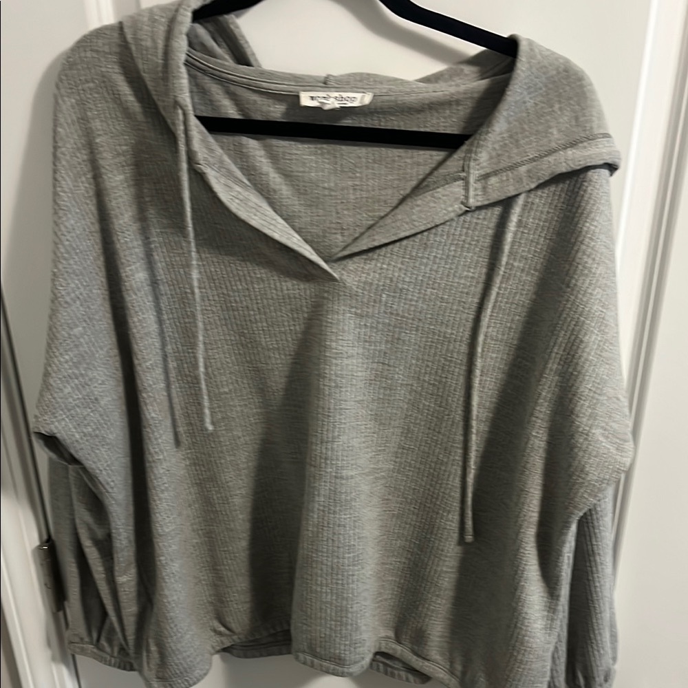 Workshop Republic Clothing Gray V-Neck Sweater Relaxed Fit